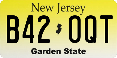 NJ license plate B42OQT