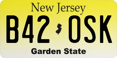 NJ license plate B42OSK