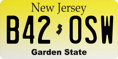 NJ license plate B42OSW