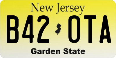 NJ license plate B42OTA