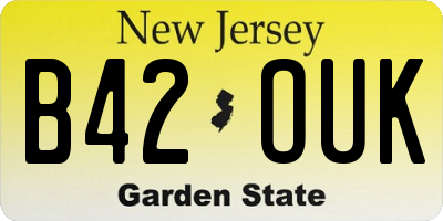 NJ license plate B42OUK