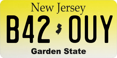 NJ license plate B42OUY