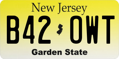 NJ license plate B42OWT
