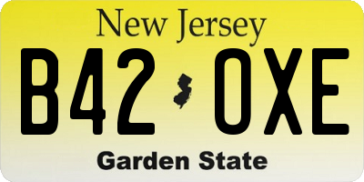 NJ license plate B42OXE
