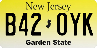 NJ license plate B42OYK