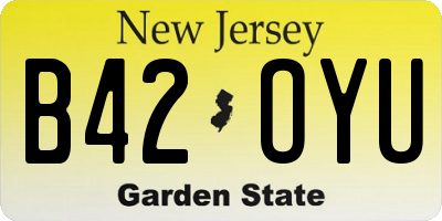 NJ license plate B42OYU