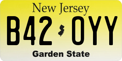 NJ license plate B42OYY