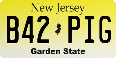 NJ license plate B42PIG