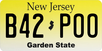 NJ license plate B42POO