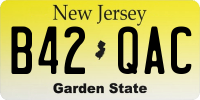 NJ license plate B42QAC