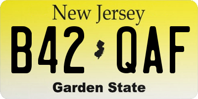 NJ license plate B42QAF
