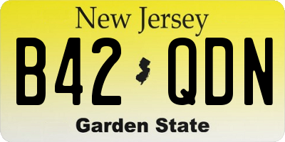 NJ license plate B42QDN