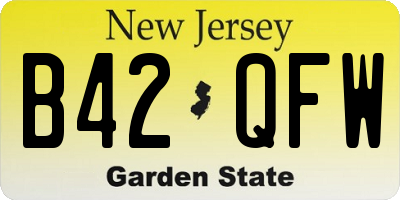 NJ license plate B42QFW