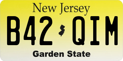 NJ license plate B42QIM