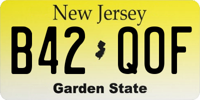 NJ license plate B42QOF