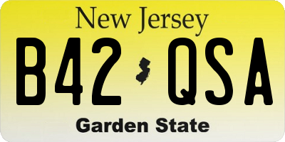 NJ license plate B42QSA