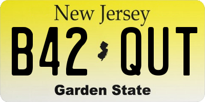 NJ license plate B42QUT
