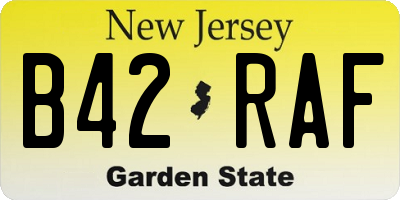 NJ license plate B42RAF