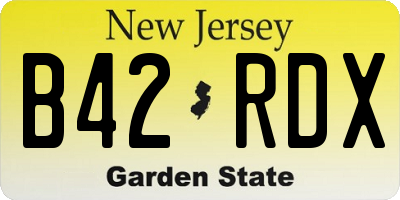 NJ license plate B42RDX