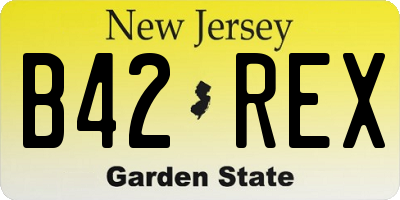 NJ license plate B42REX