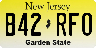 NJ license plate B42RFO