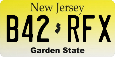 NJ license plate B42RFX