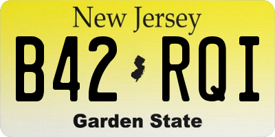 NJ license plate B42RQI