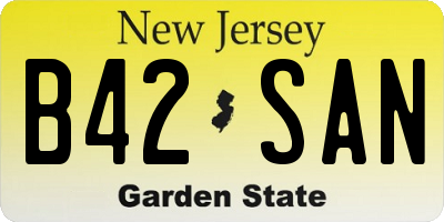 NJ license plate B42SAN