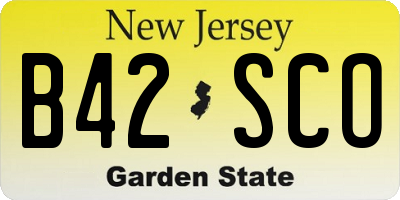 NJ license plate B42SCO