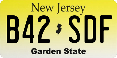 NJ license plate B42SDF