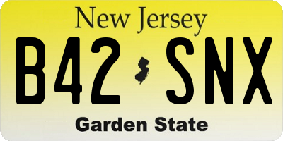 NJ license plate B42SNX