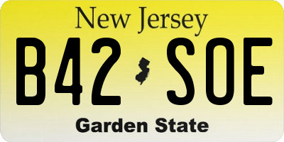 NJ license plate B42SOE