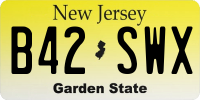 NJ license plate B42SWX