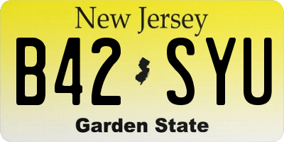 NJ license plate B42SYU