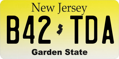 NJ license plate B42TDA
