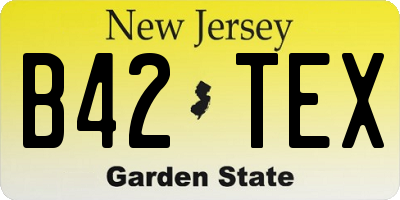 NJ license plate B42TEX