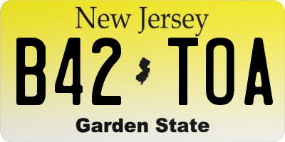 NJ license plate B42TOA