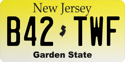 NJ license plate B42TWF