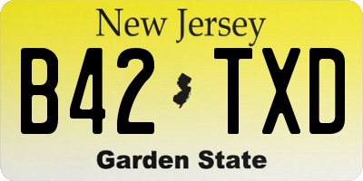 NJ license plate B42TXD