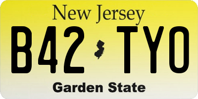 NJ license plate B42TYO