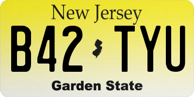 NJ license plate B42TYU