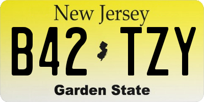 NJ license plate B42TZY