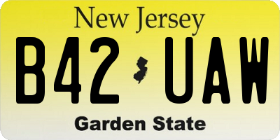 NJ license plate B42UAW