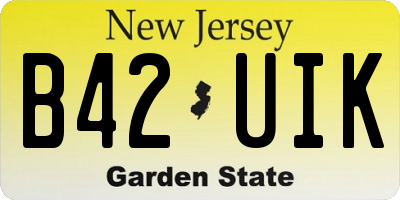 NJ license plate B42UIK