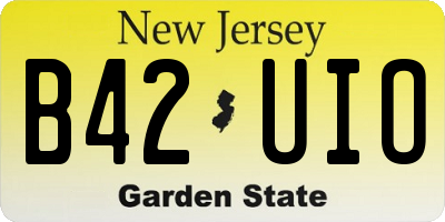 NJ license plate B42UIO
