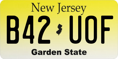 NJ license plate B42UOF