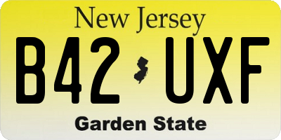 NJ license plate B42UXF
