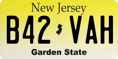 NJ license plate B42VAH