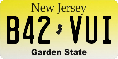 NJ license plate B42VUI