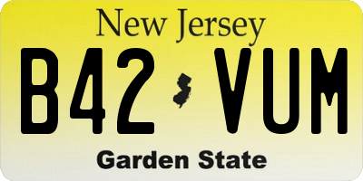 NJ license plate B42VUM